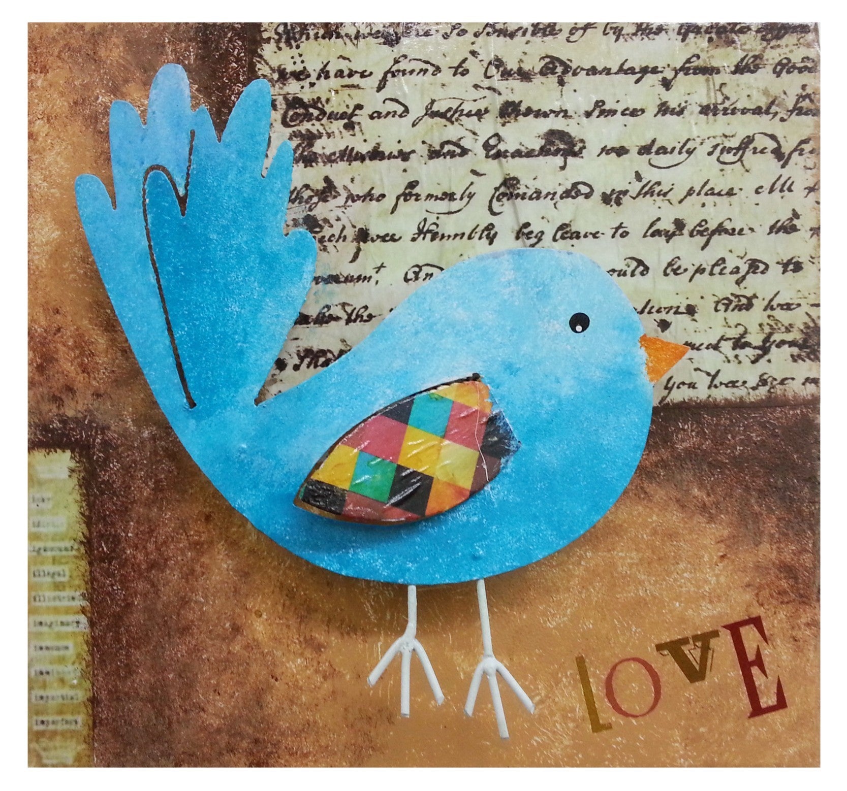 Cuadro 3d vintage pajarito