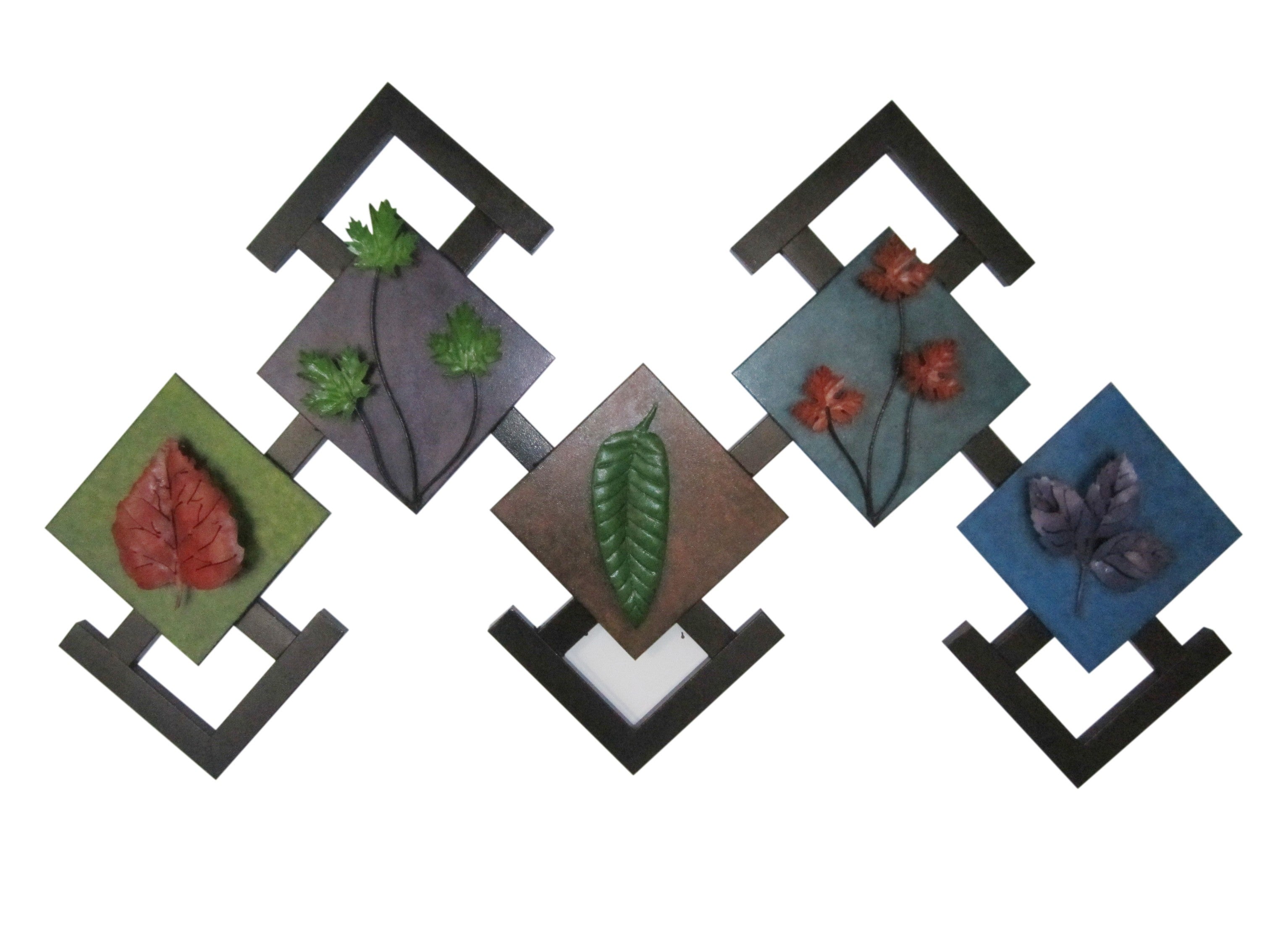 Cuadro Flotante Hojas Rombos