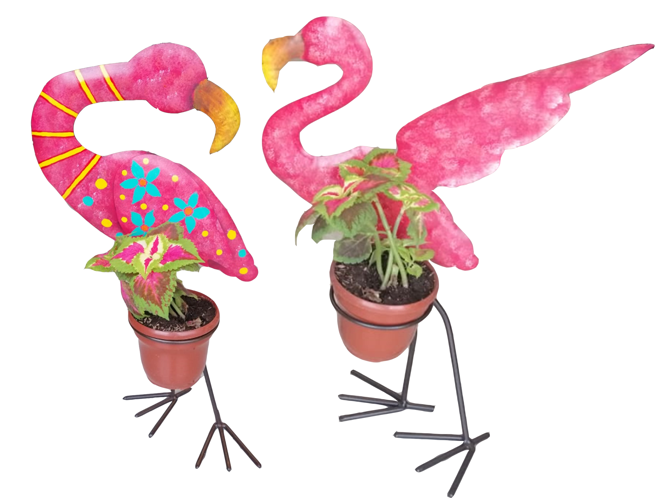 Escultura Flamencos para plantas