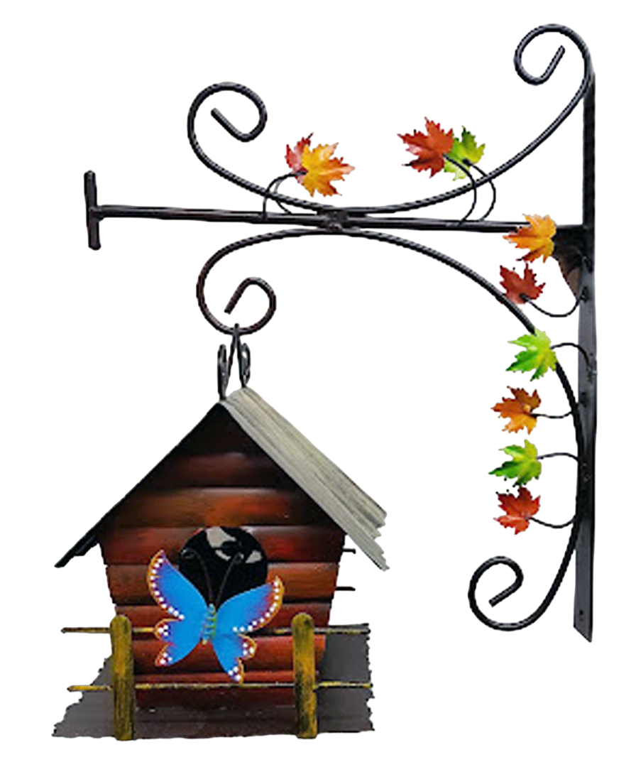 Casita de pájaros con pie de amigo