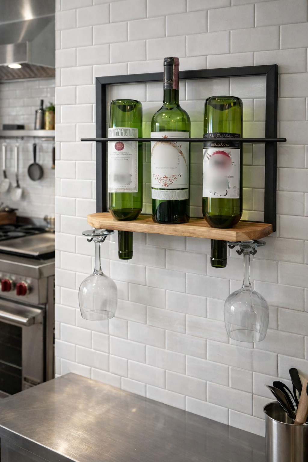 Portavinos en metal y madera - Vinea Frame