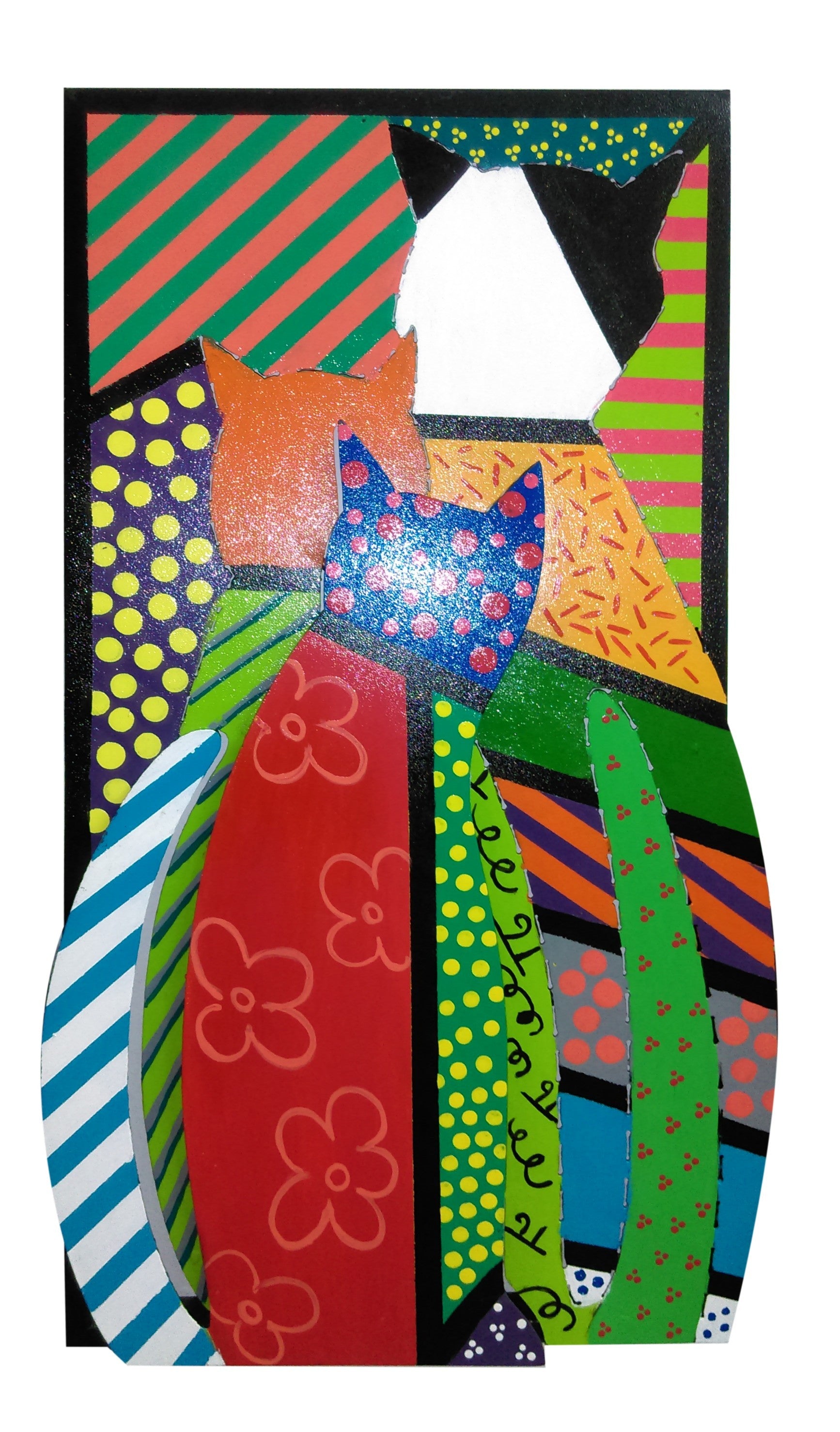 Cuadro 3d Gato abstracto